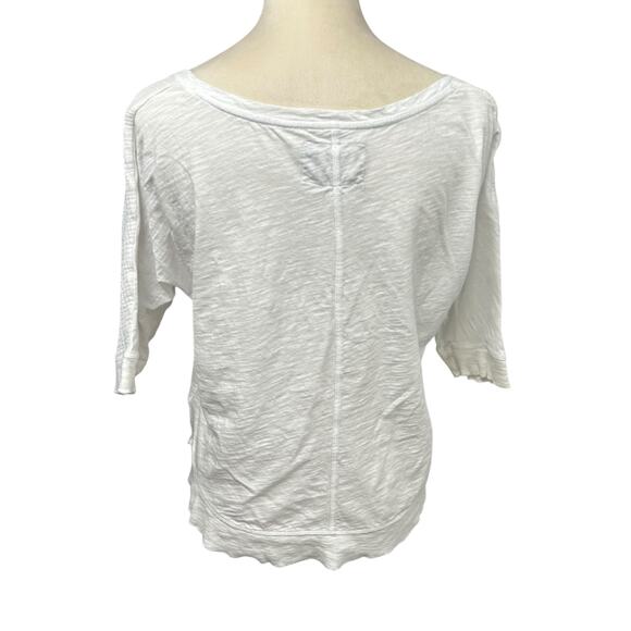 Anthropologie White Textured Cotton Scoop Neck Top M Minimalist Relaxed Chic - Picture 3 of 9